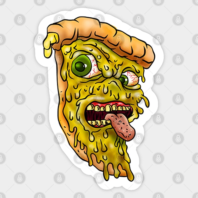 Scary Pizza Sticker by Mako Design 